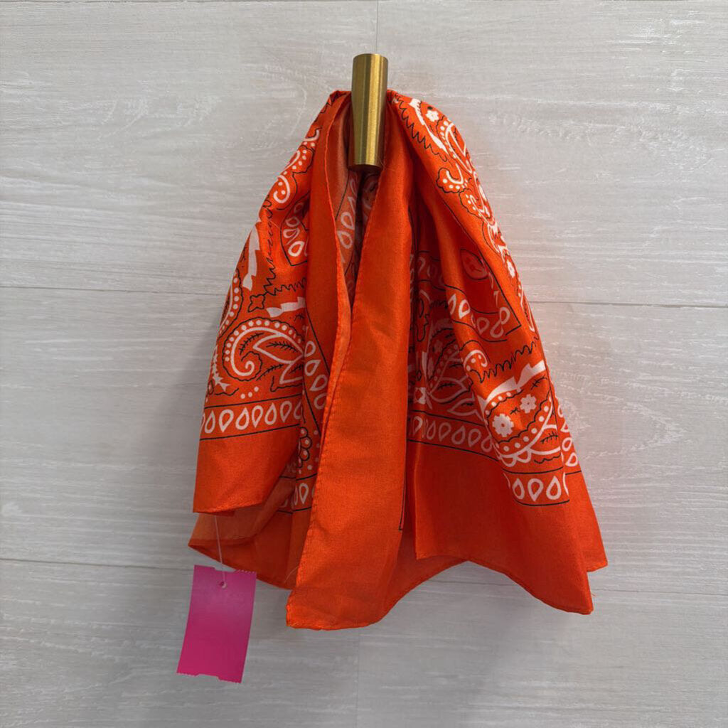 Orange Paisley Print Bandana Scarf