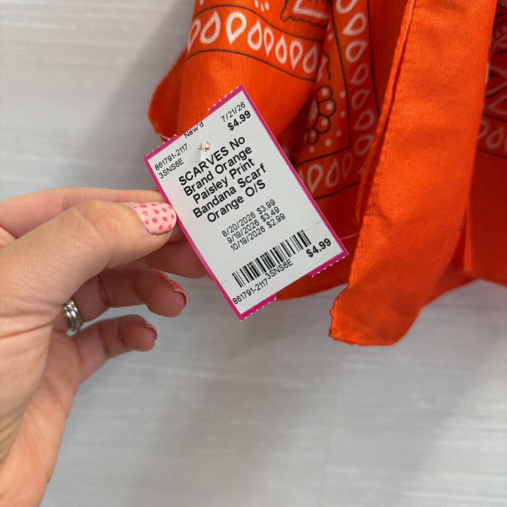 Orange Paisley Print Bandana Scarf