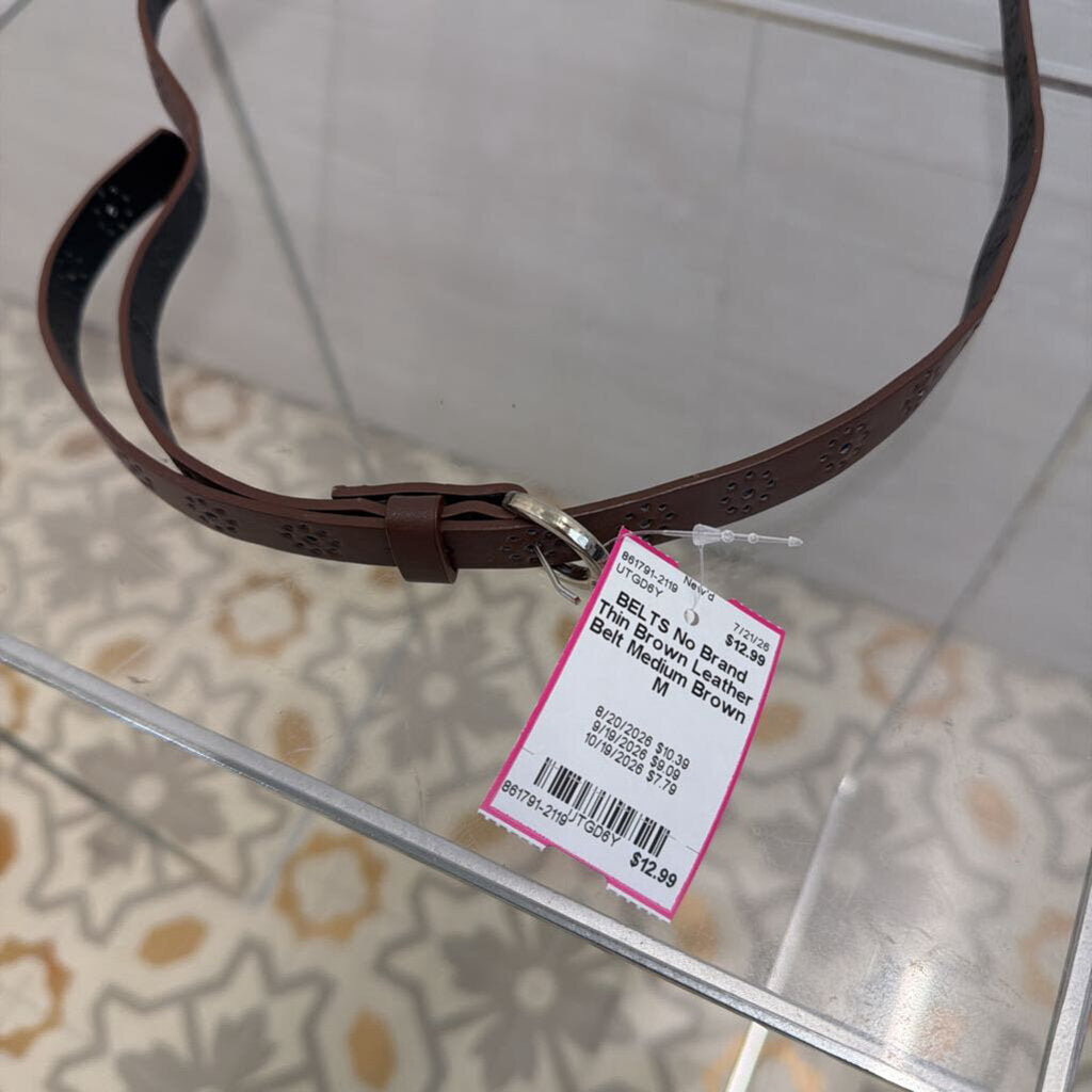 Thin Brown Leather Belt Medium