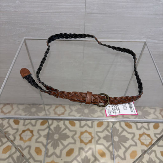 Thin Brown Braided Leather Belt Medium