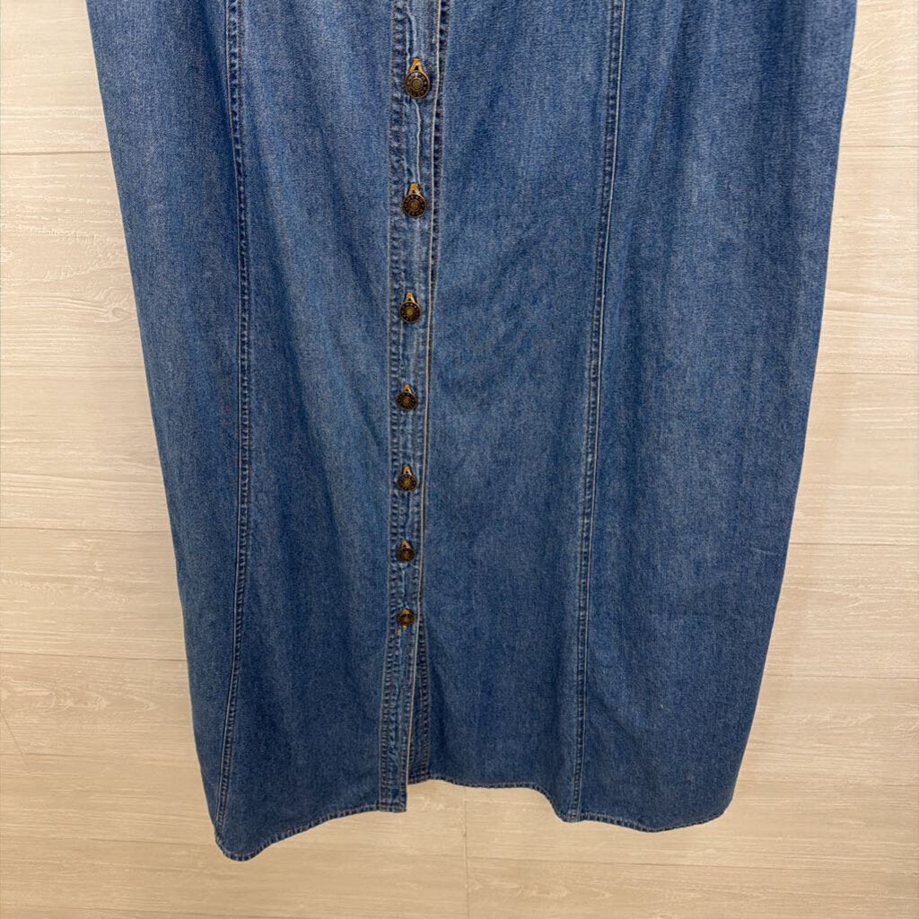 Vintage MPH Embroidered Denim Short Sleeve Midi Dress 2X