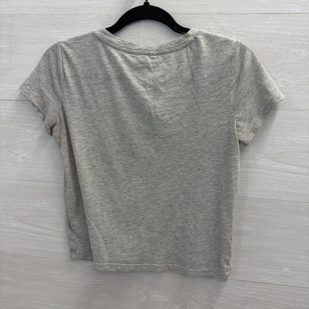 Grey Cropped Embellished Short Sleeve Top Extra Small