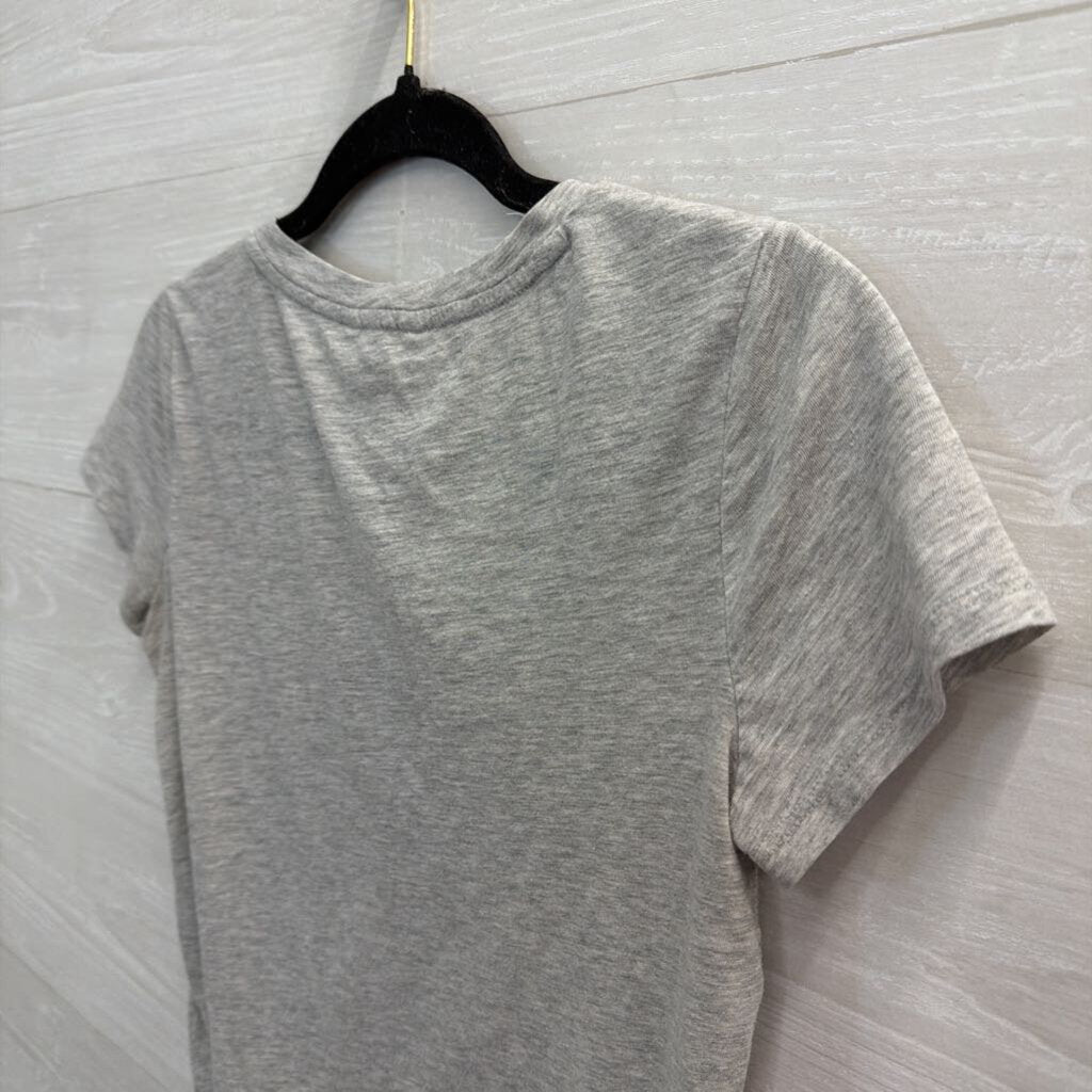 Grey Cropped Embellished Short Sleeve Top Extra Small