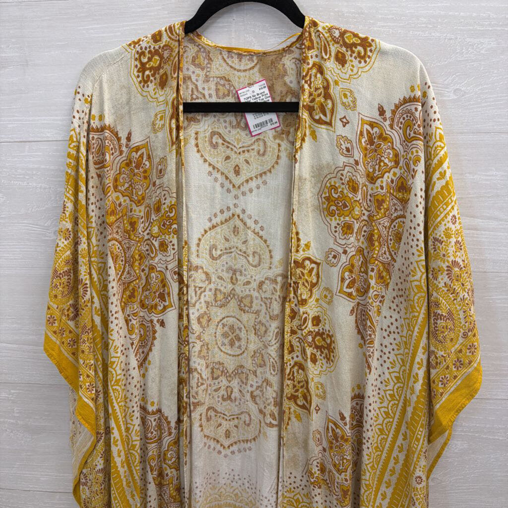 White/ Yellow Print Wrap Scarf Top One Size