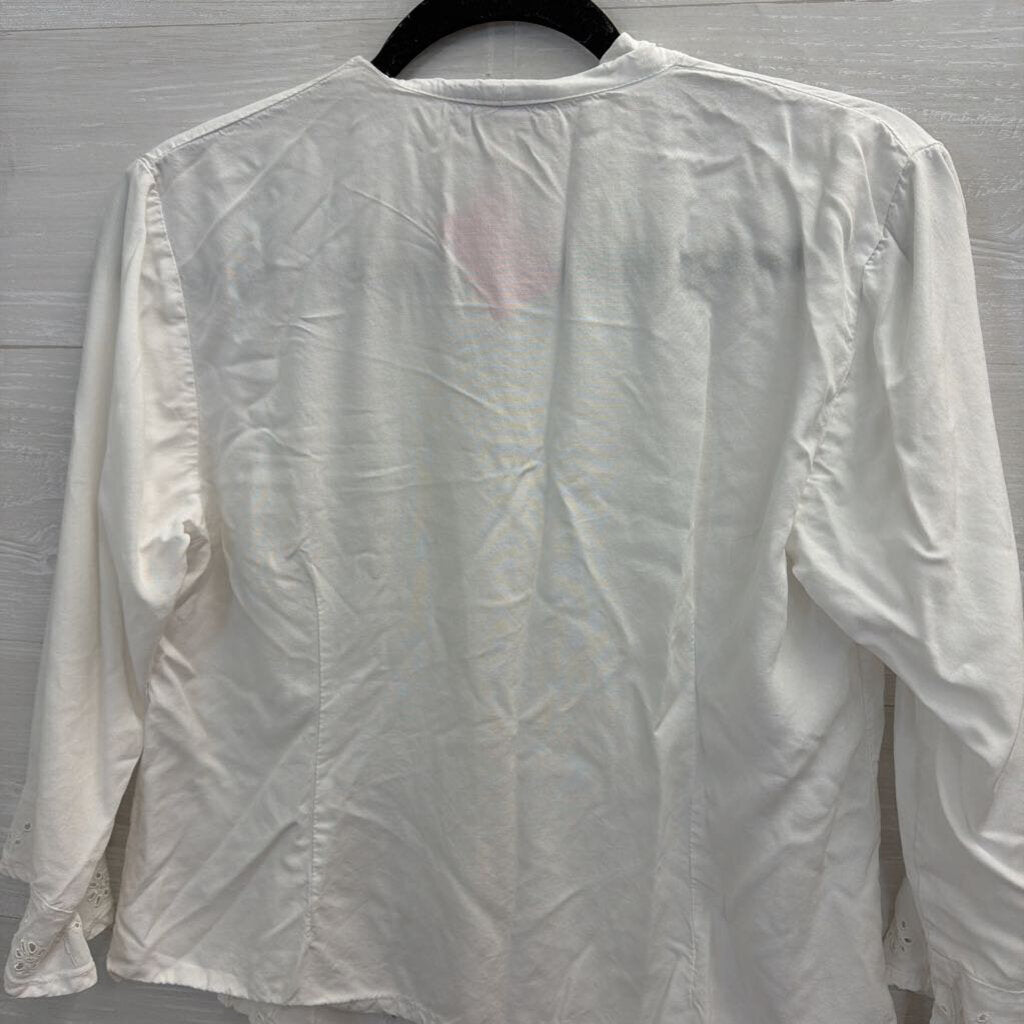 Nomadic Traders White Eyelet Cropped Long Sleeve Top Small