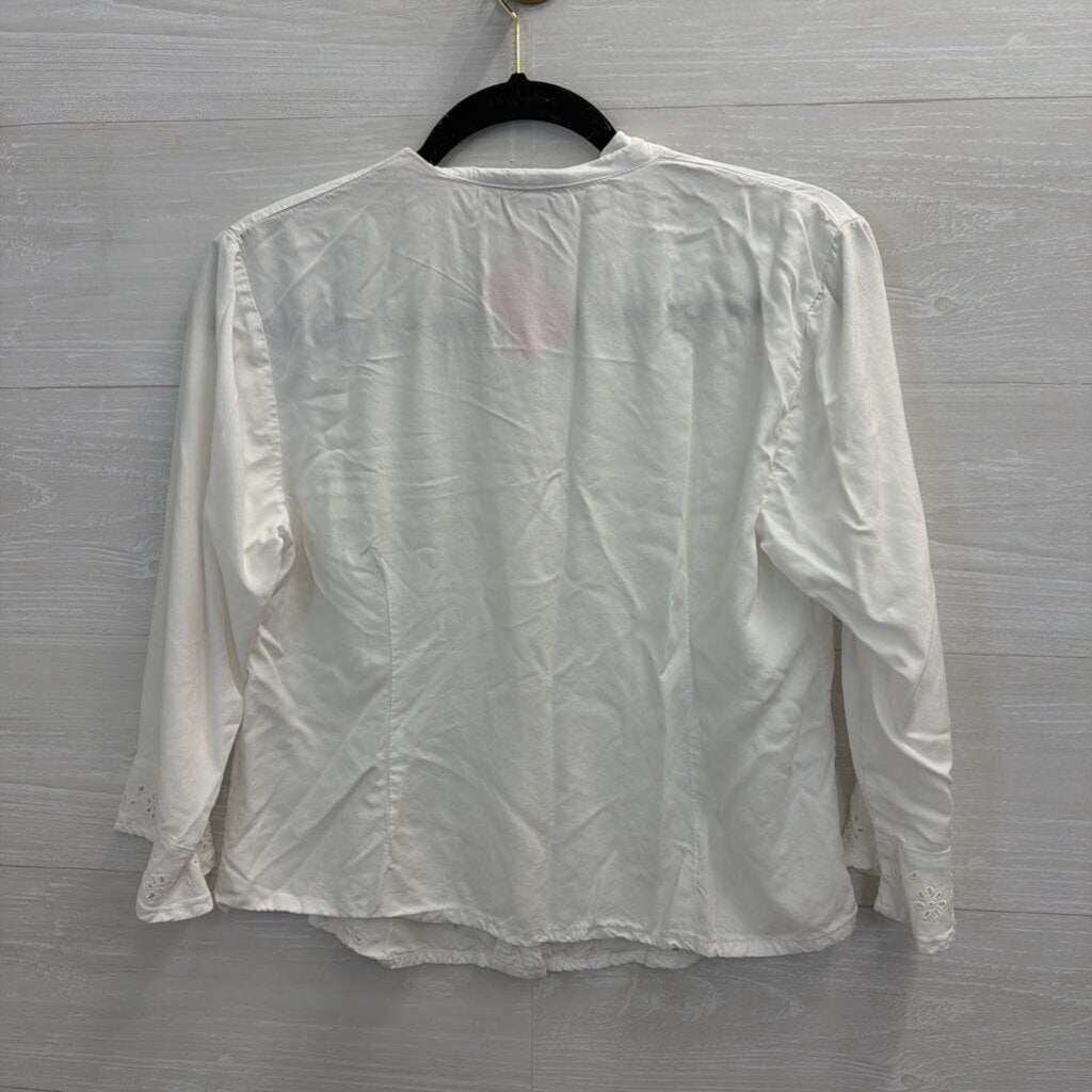 Nomadic Traders White Eyelet Cropped Long Sleeve Top Small