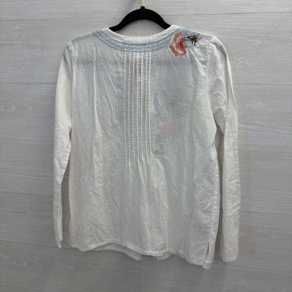 WE White/ Multi Embroidered Long Sleeve Top Small