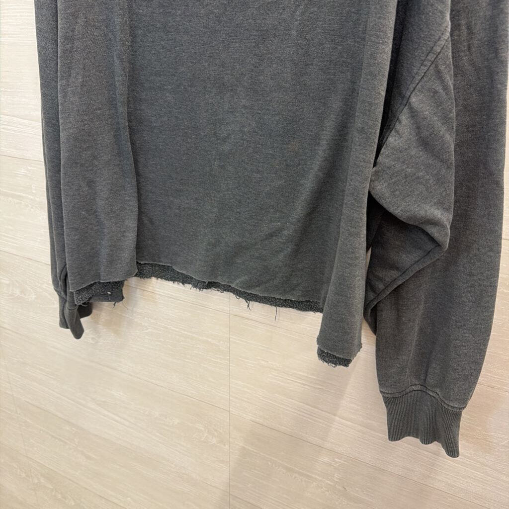 Grey Nirvana Cropped Long Sleeve Graphic Tee Extra Large