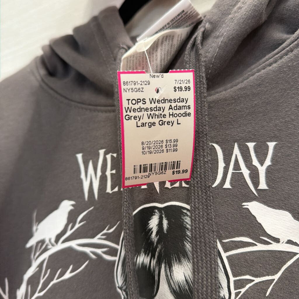 Wednesday Adams Grey/ White Hoodie Large