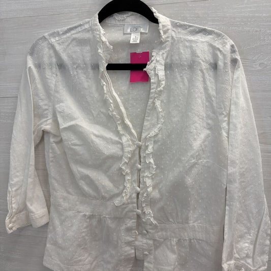 Loft White Dot Detail Long Sleeve Top 8