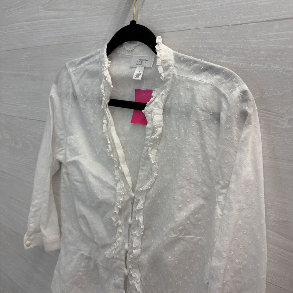 Loft White Dot Detail Long Sleeve Top 8