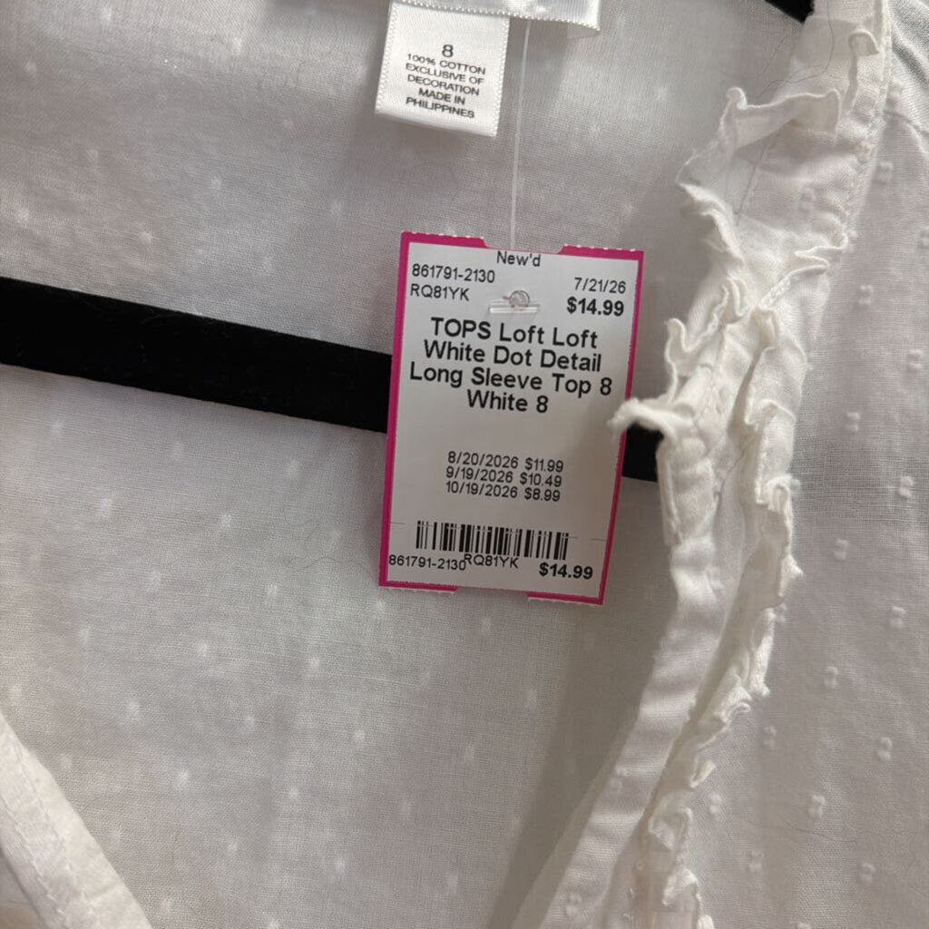 Loft White Dot Detail Long Sleeve Top 8