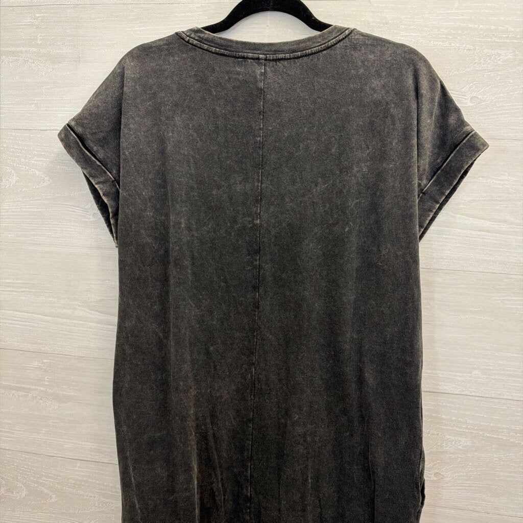 Zenana Black Short Sleeve Midi Dress Small