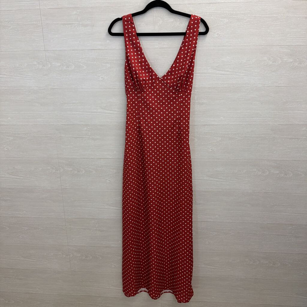 Vici Red/ White Polka Dot Maxi Dress Large