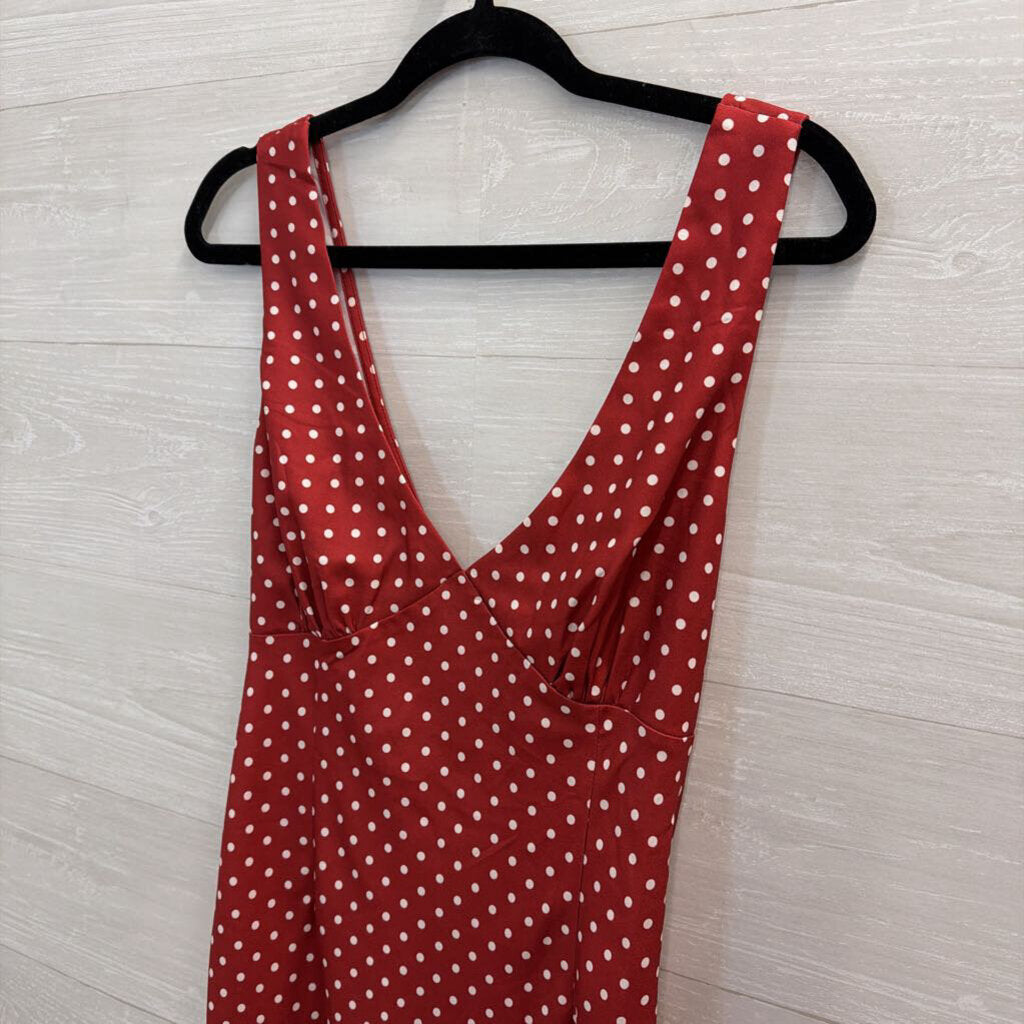Vici Red/ White Polka Dot Maxi Dress Large