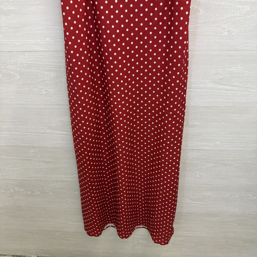 Vici Red/ White Polka Dot Maxi Dress Large