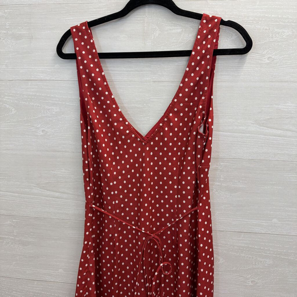 Vici Red/ White Polka Dot Maxi Dress Large