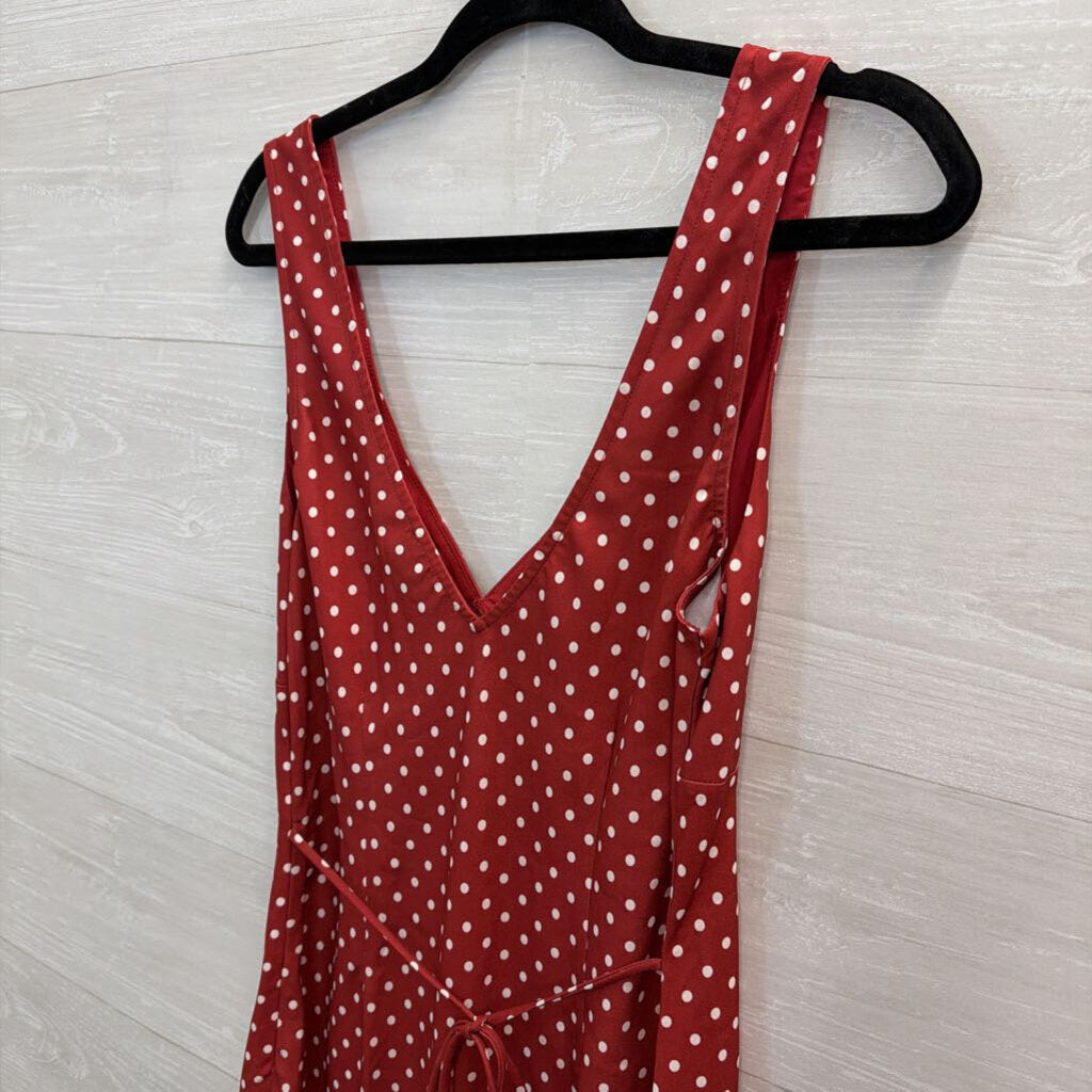 Vici Red/ White Polka Dot Maxi Dress Large