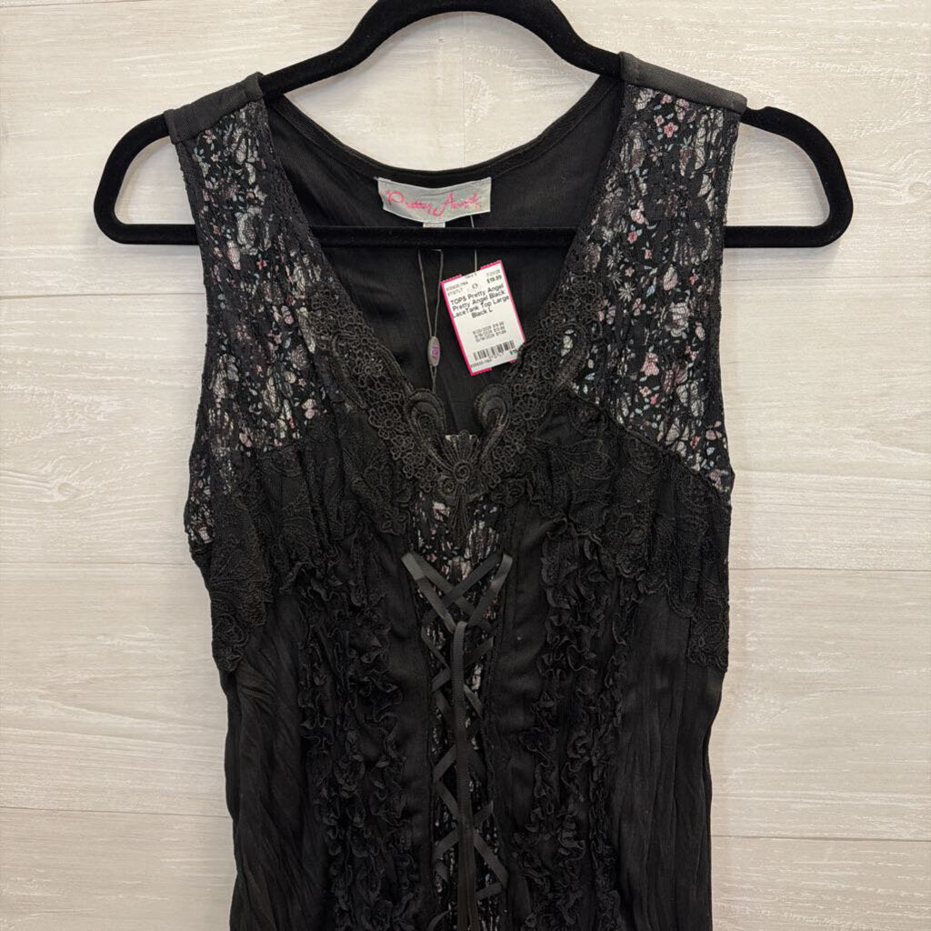 Pretty Angel Black LaceTank Top Large