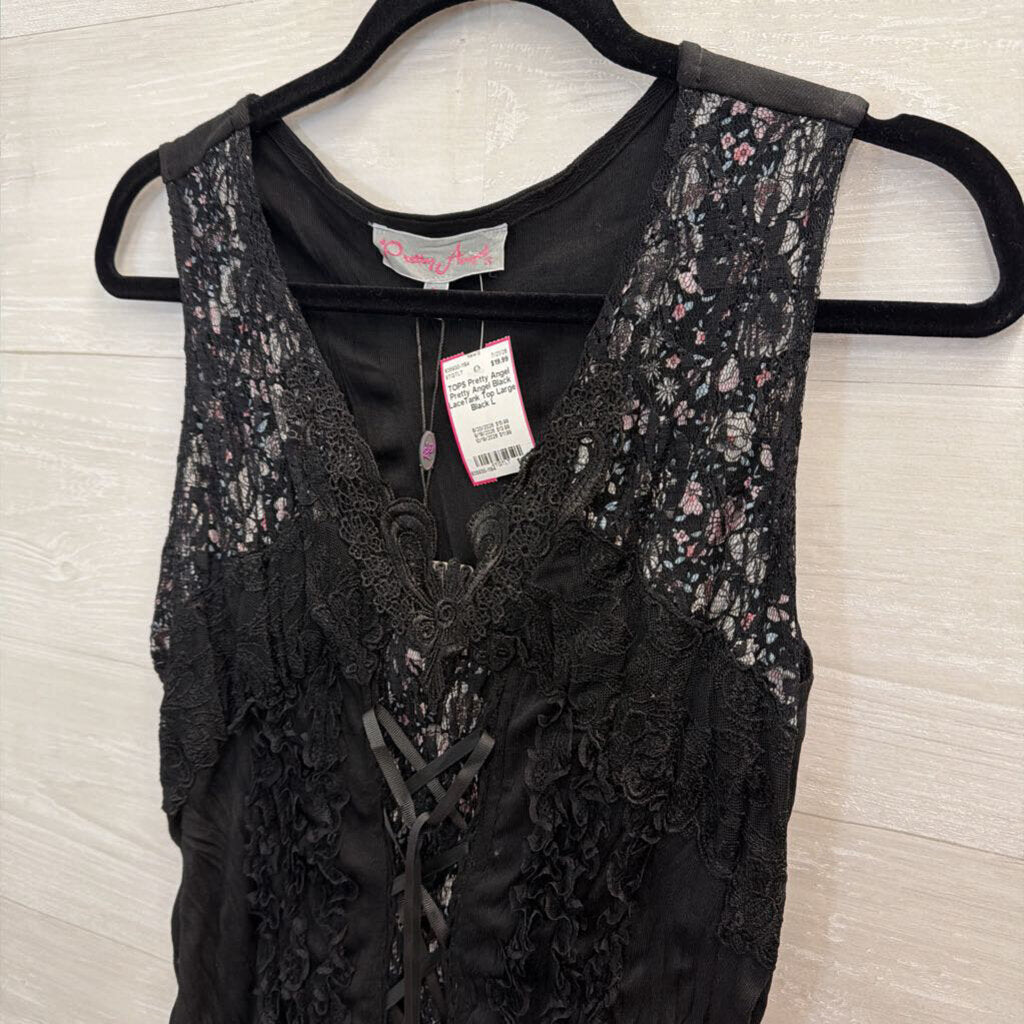 Pretty Angel Black LaceTank Top Large