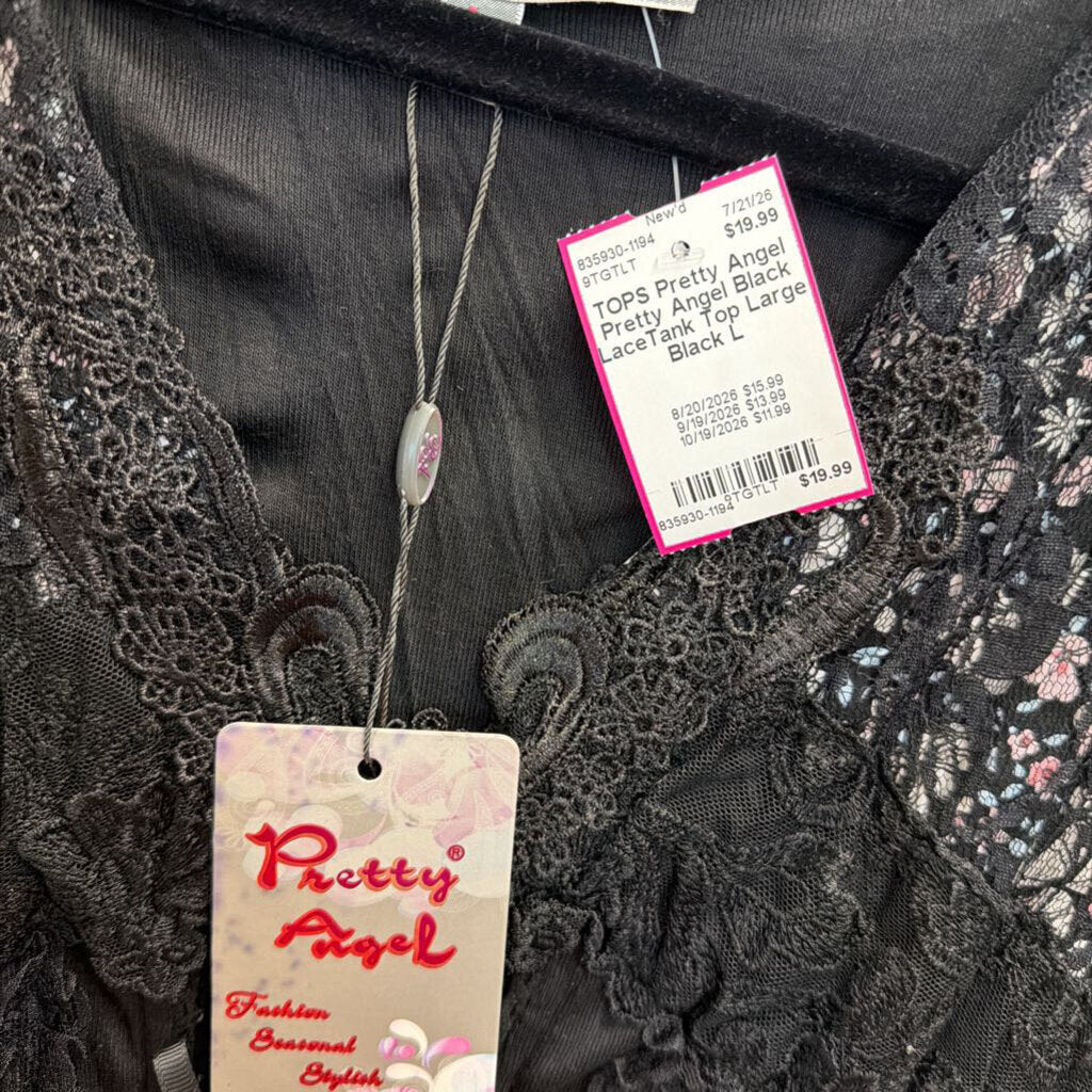 Pretty Angel Black LaceTank Top Large