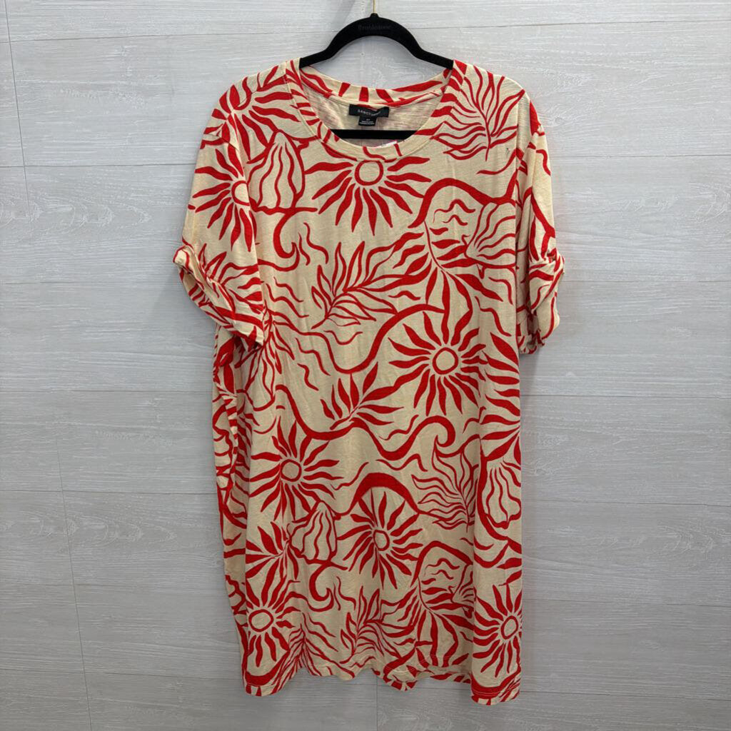 Sanctuary Beige/ Red Print Short Sleeve Top 3X