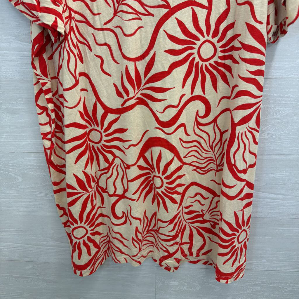 Sanctuary Beige/ Red Print Short Sleeve Top 3X