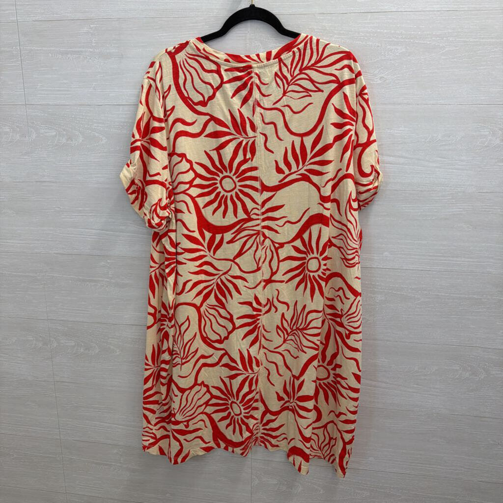 Sanctuary Beige/ Red Print Short Sleeve Top 3X