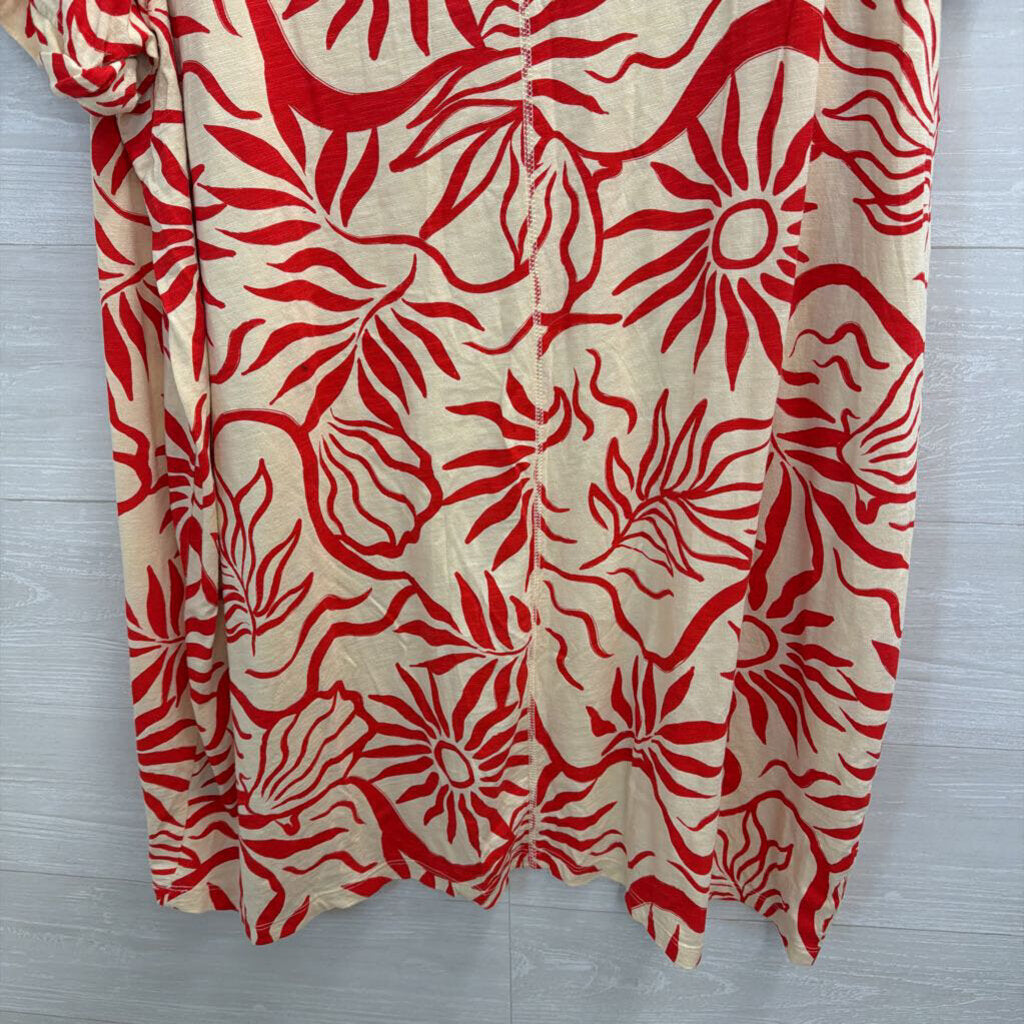 Sanctuary Beige/ Red Print Short Sleeve Top 3X