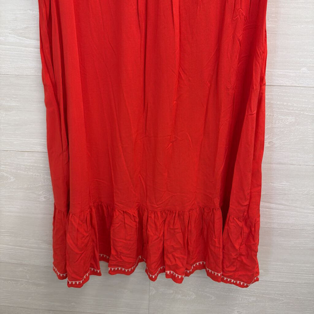 Wonderly Red/ White Embroidered Short Sleeve Dress Large