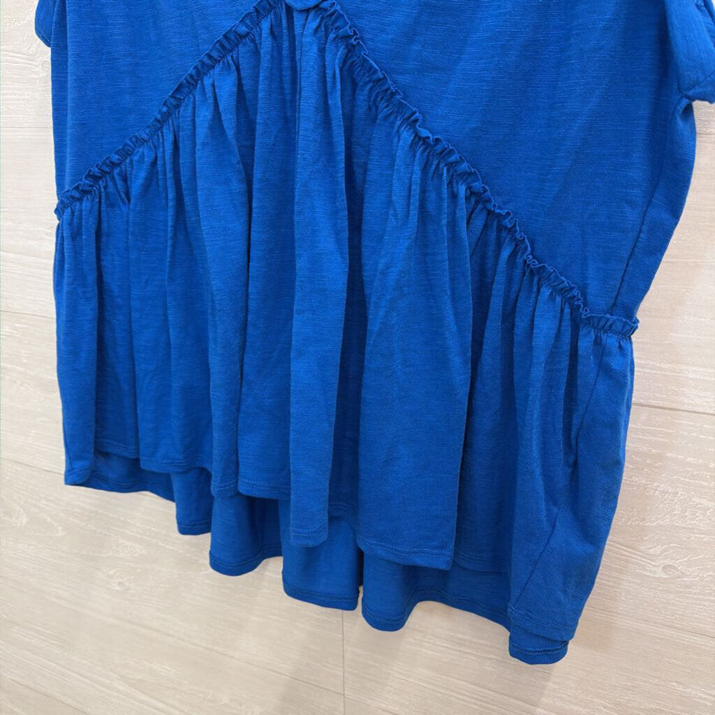 Wonderly Blue Short Sleeve Baby Doll Top Large