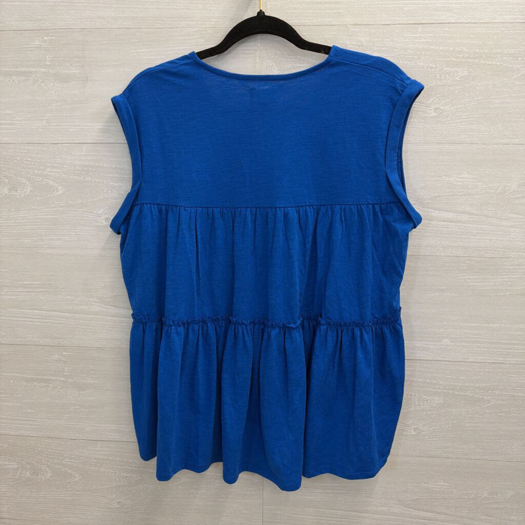 Wonderly Blue Short Sleeve Baby Doll Top Large