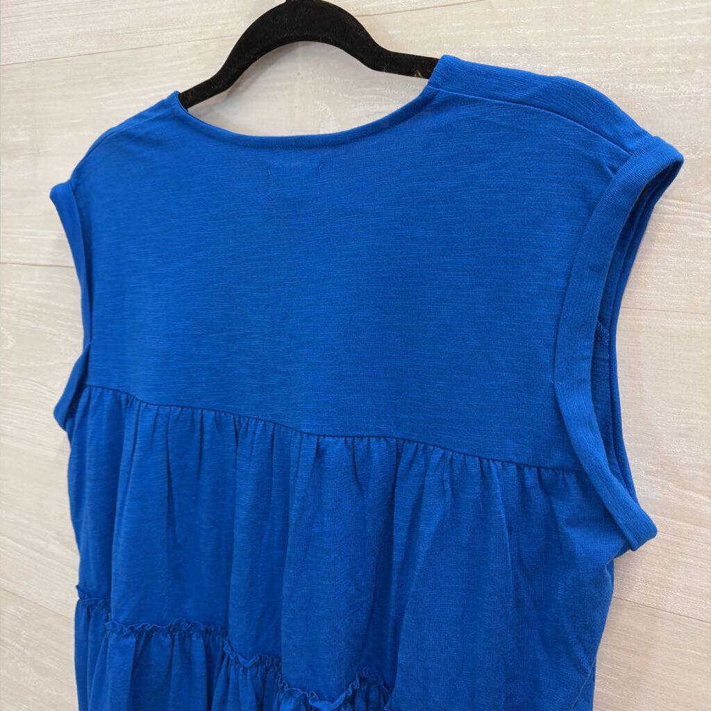 Wonderly Blue Short Sleeve Baby Doll Top Large