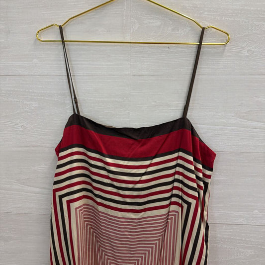 Vici Brown/ Red/ White Striped Silky Tank Top Large