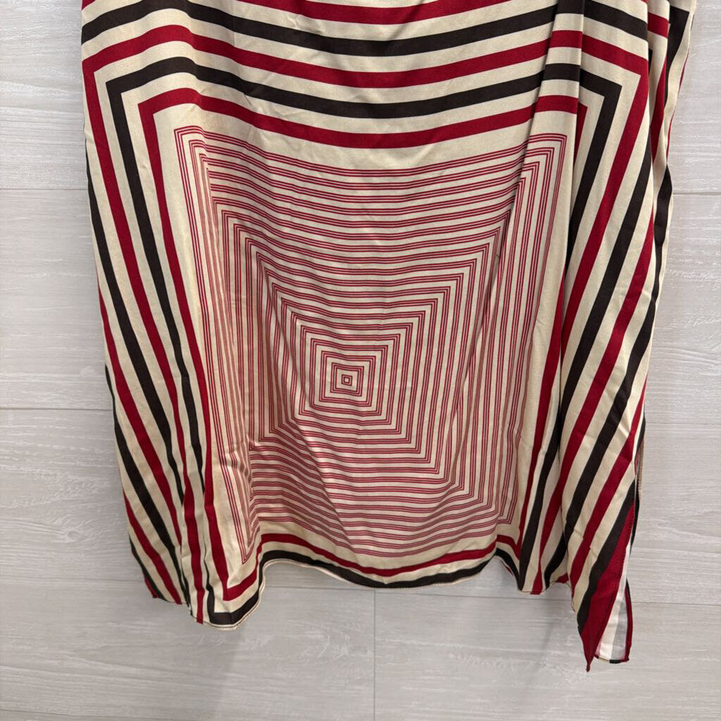 Vici Brown/ Red/ White Striped Silky Tank Top Large