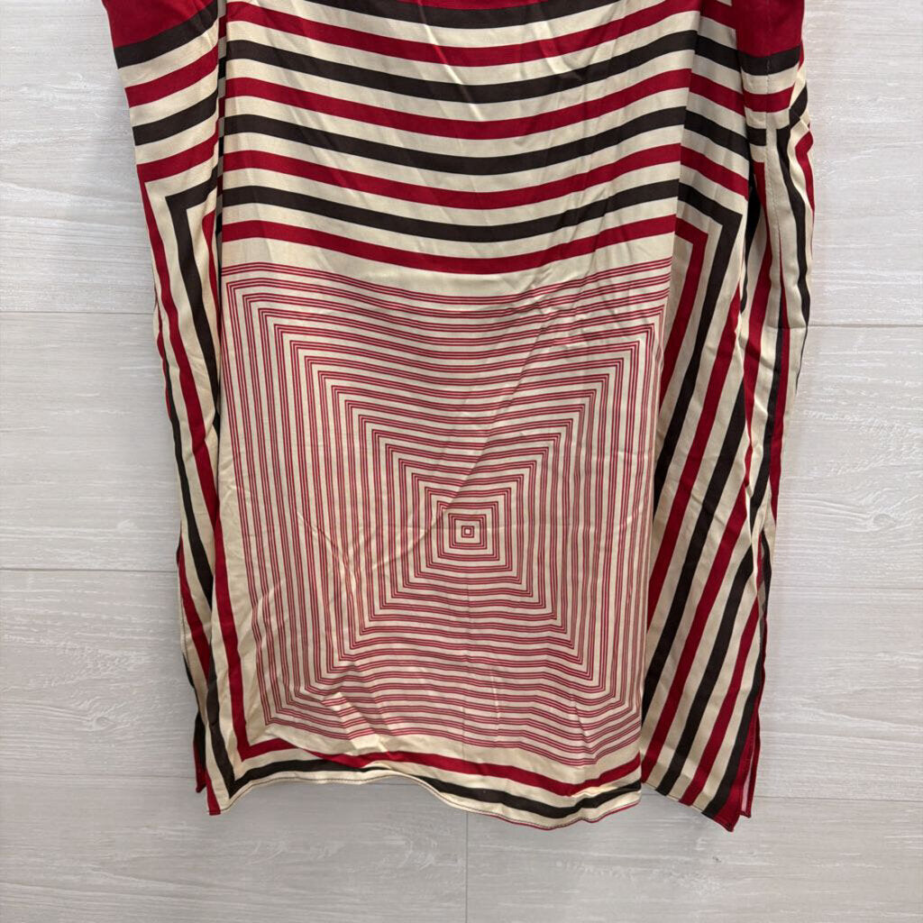 Vici Brown/ Red/ White Striped Silky Tank Top Large