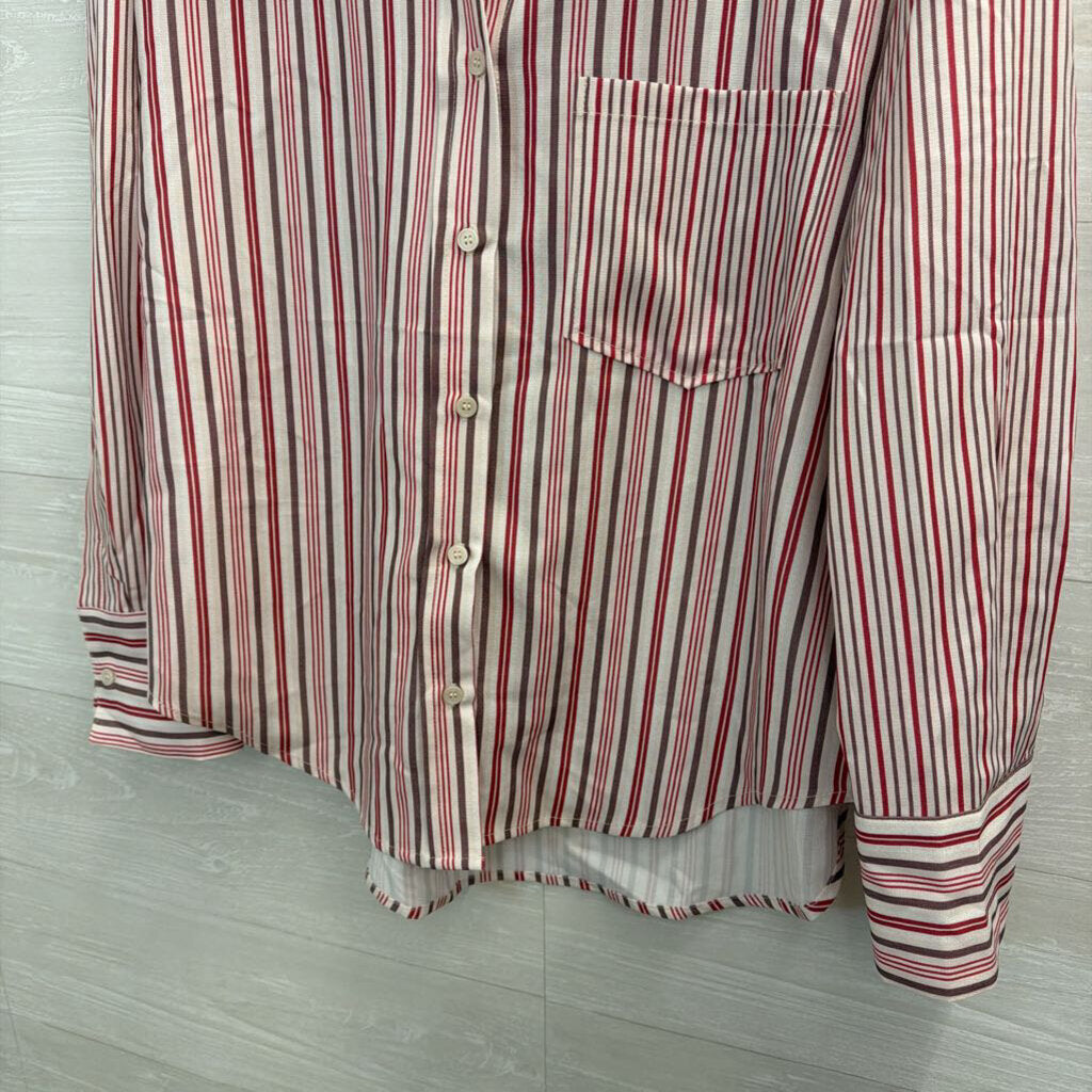 Vici White/ Multi Striped Long Sleeve Button Down Top Medium