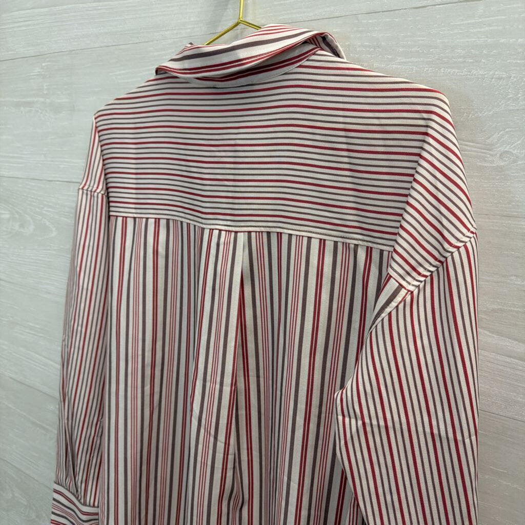 Vici White/ Multi Striped Long Sleeve Button Down Top Medium