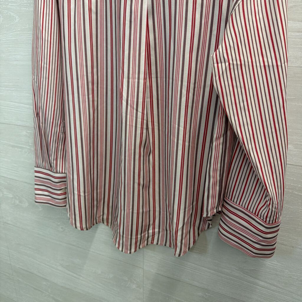 Vici White/ Multi Striped Long Sleeve Button Down Top Medium