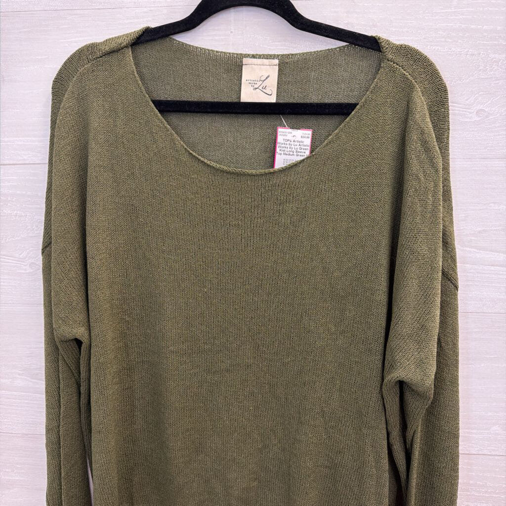 Artistic Works by Lu Green Knit Long Sleeve Top Medium