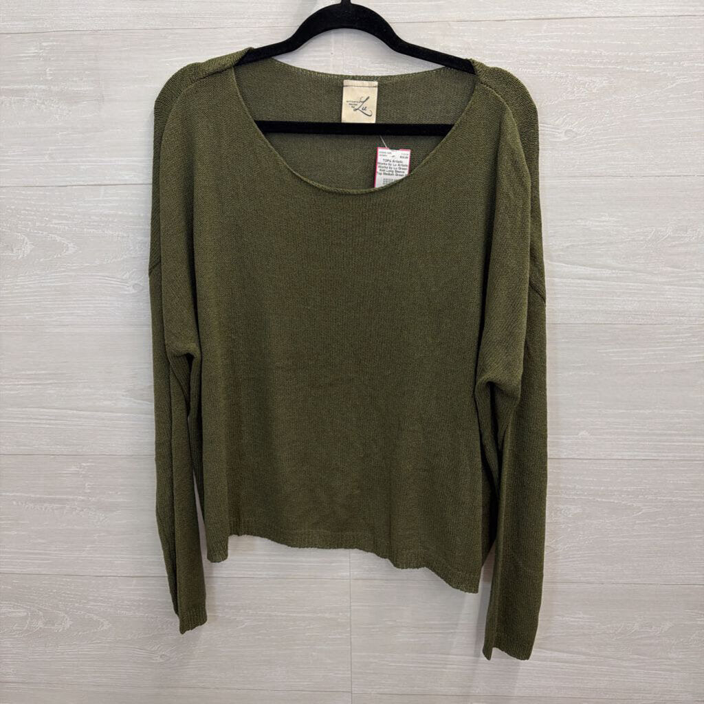 Artistic Works by Lu Green Knit Long Sleeve Top Medium