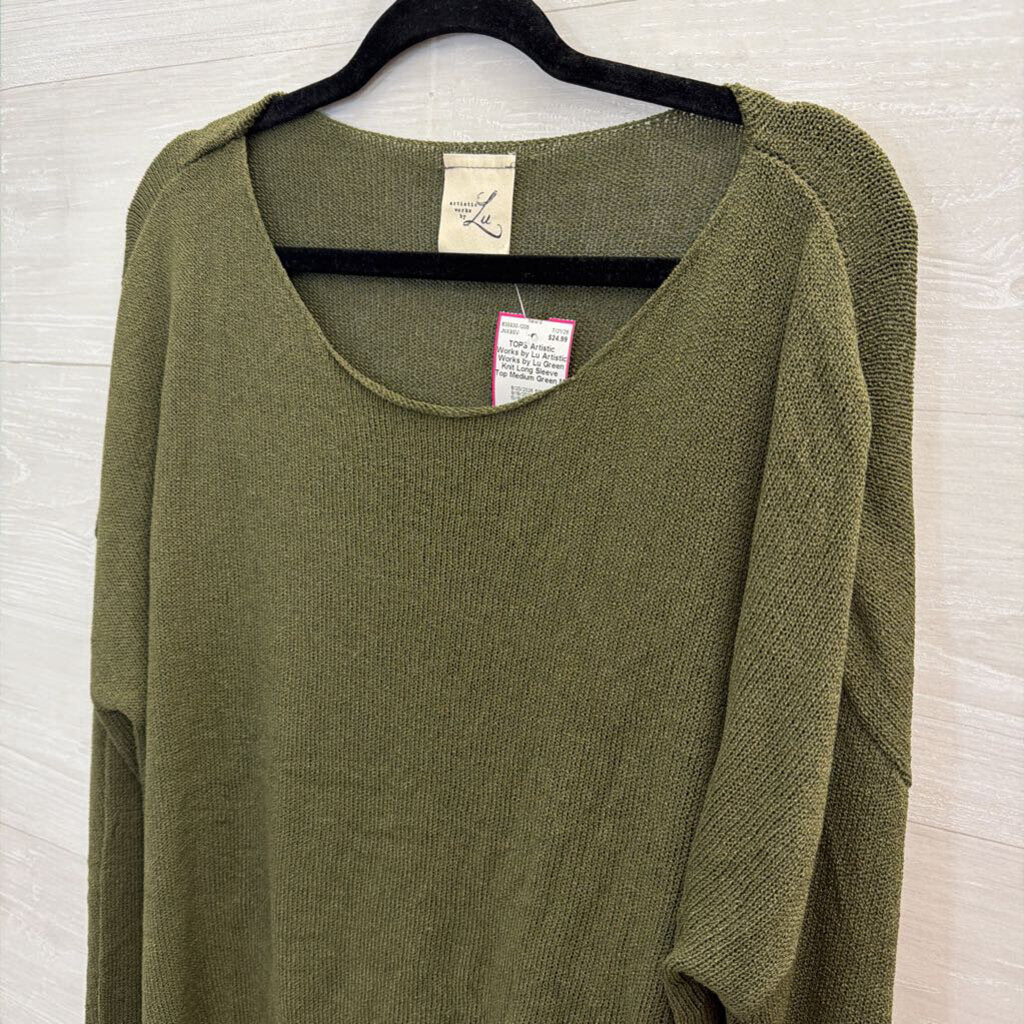 Artistic Works by Lu Green Knit Long Sleeve Top Medium