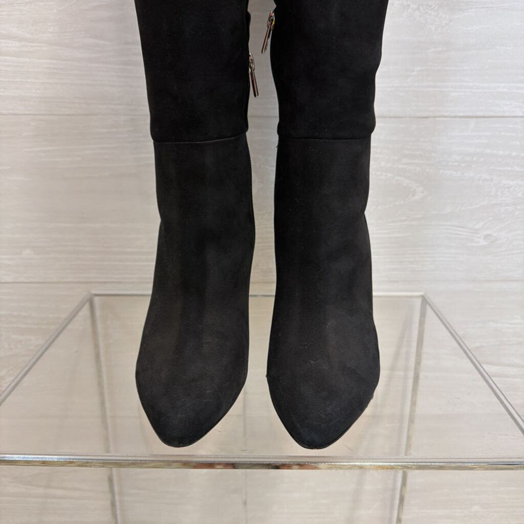 Antonio Melani Black Suede Stellah Point Toe Slouchy Knee High Boots 7