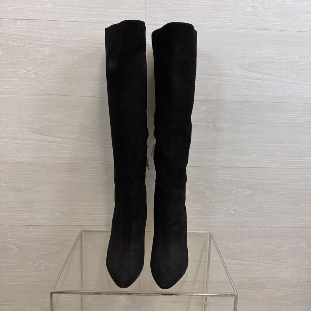 Antonio Melani Black Suede Stellah Point Toe Slouchy Knee High Boots 7