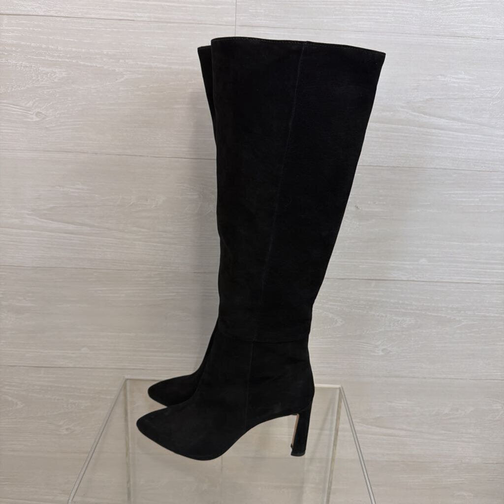 Antonio Melani Black Suede Stellah Point Toe Slouchy Knee High Boots 7