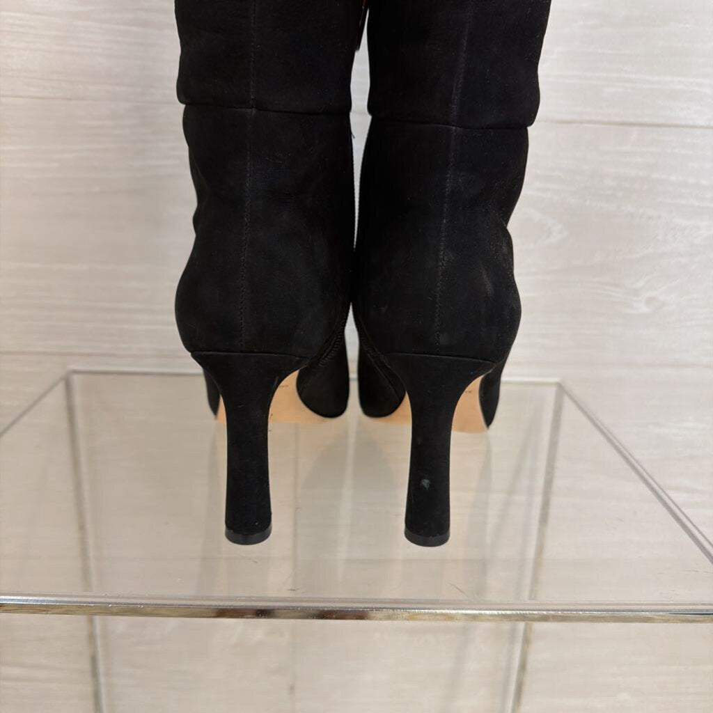 Antonio Melani Black Suede Stellah Point Toe Slouchy Knee High Boots 7