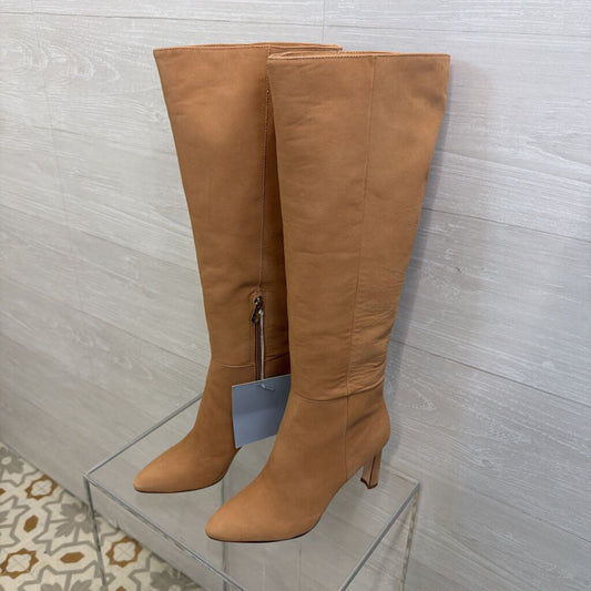 Antonio Melani Brown Leather Stellah Point Toe Slouchy Knee High Boots 7