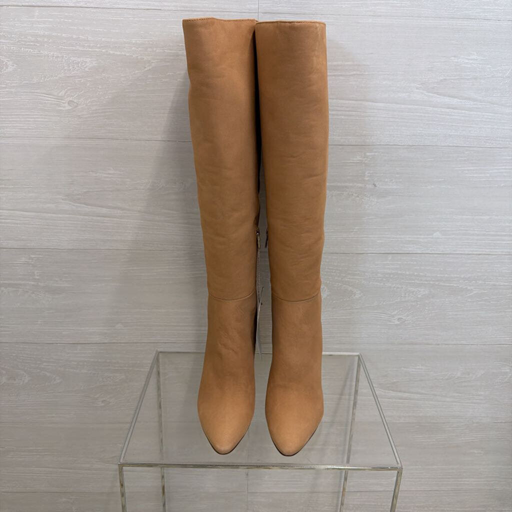Antonio Melani Brown Leather Stellah Point Toe Slouchy Knee High Boots 7