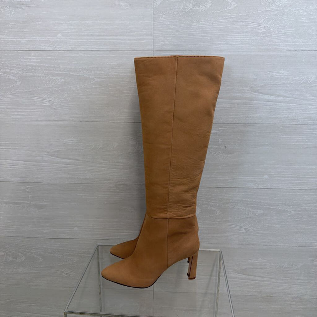 Antonio Melani Brown Leather Stellah Point Toe Slouchy Knee High Boots 7