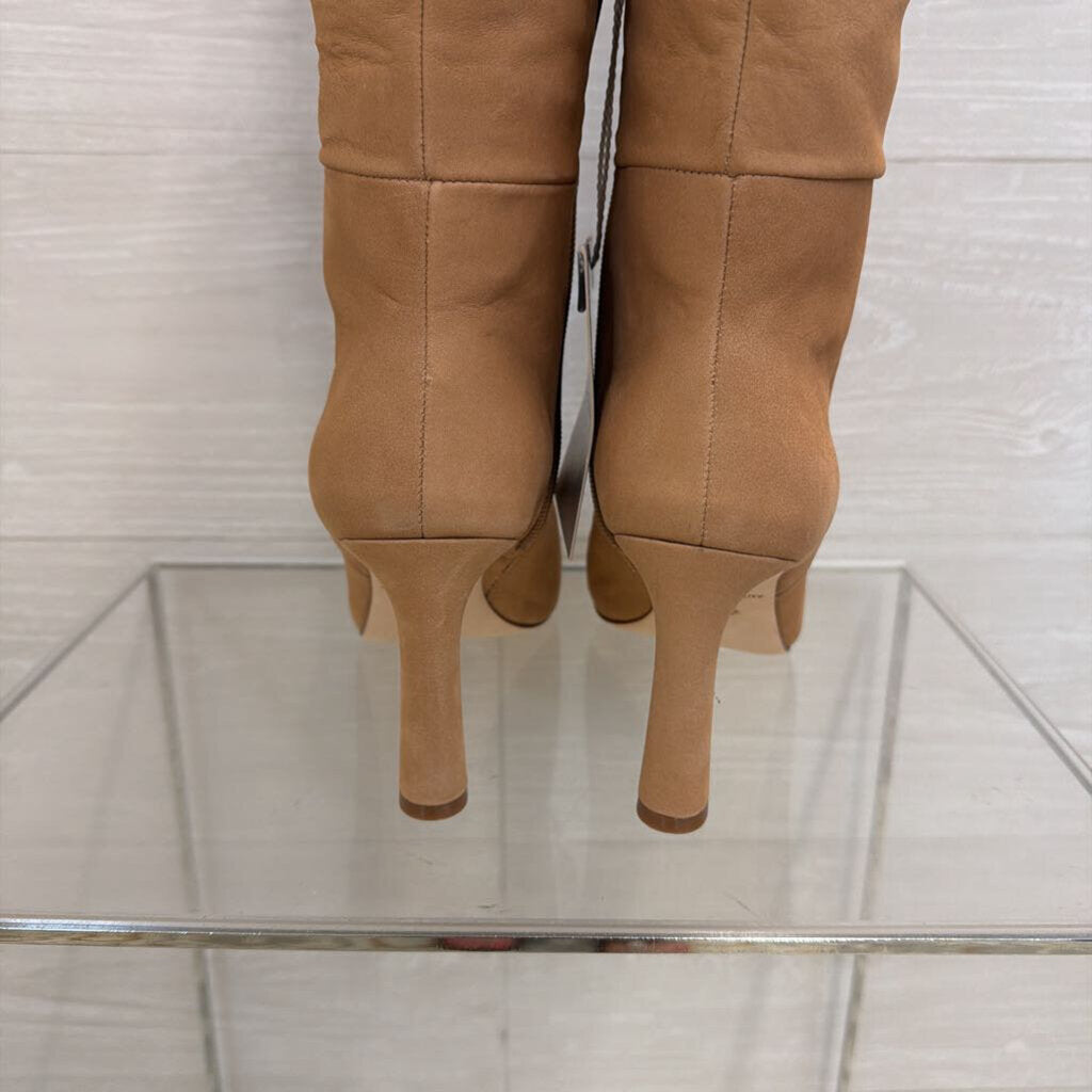 Antonio Melani Brown Leather Stellah Point Toe Slouchy Knee High Boots 7